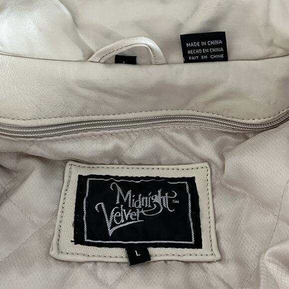 Women Leather Jacket Cream Genuine Leather Moto Zip In/Out Lining Pockets SZ L - Picture 9 of 14